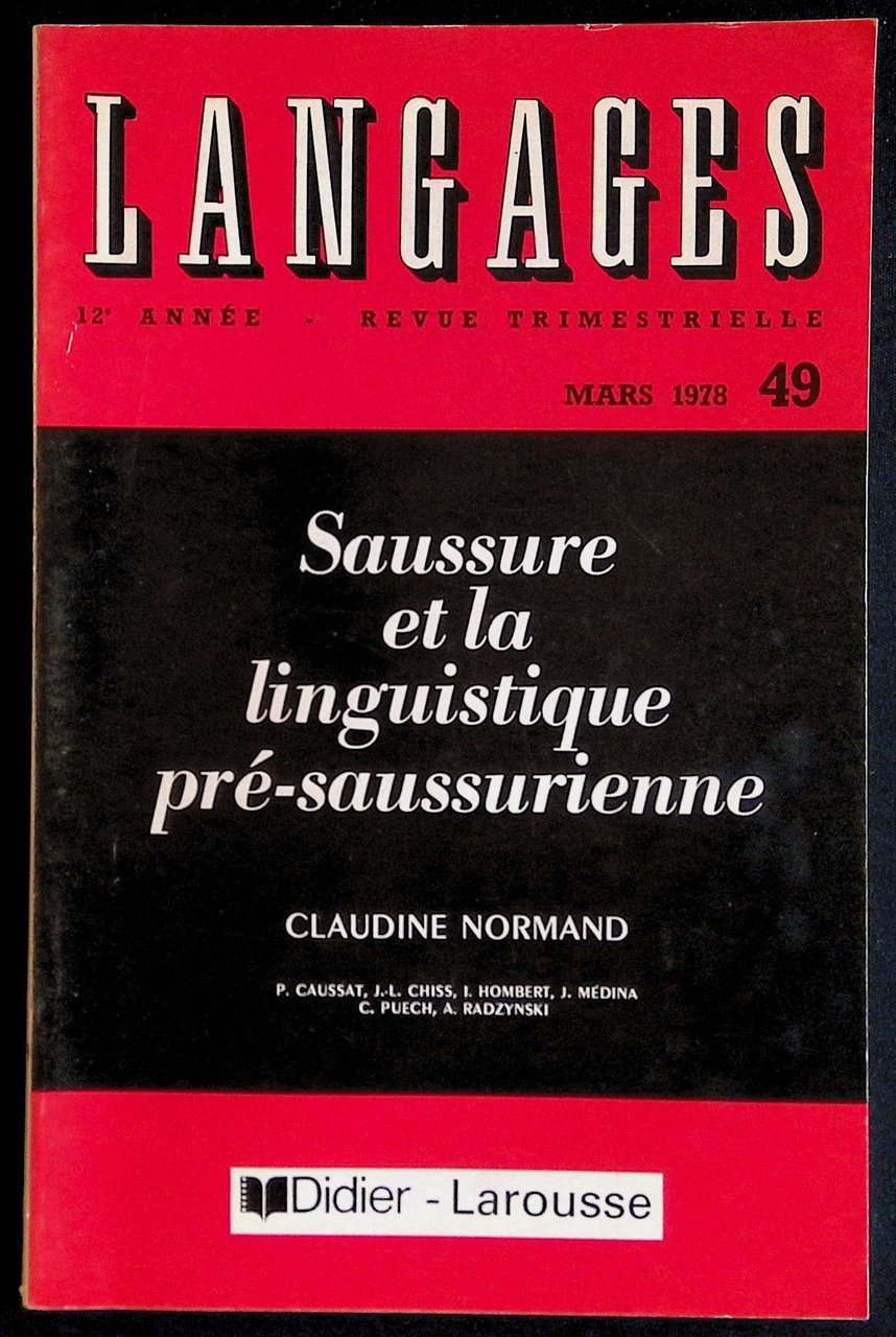 Langages n°49, mars 1978 - Saussure et la linguistique pré-saussurienne