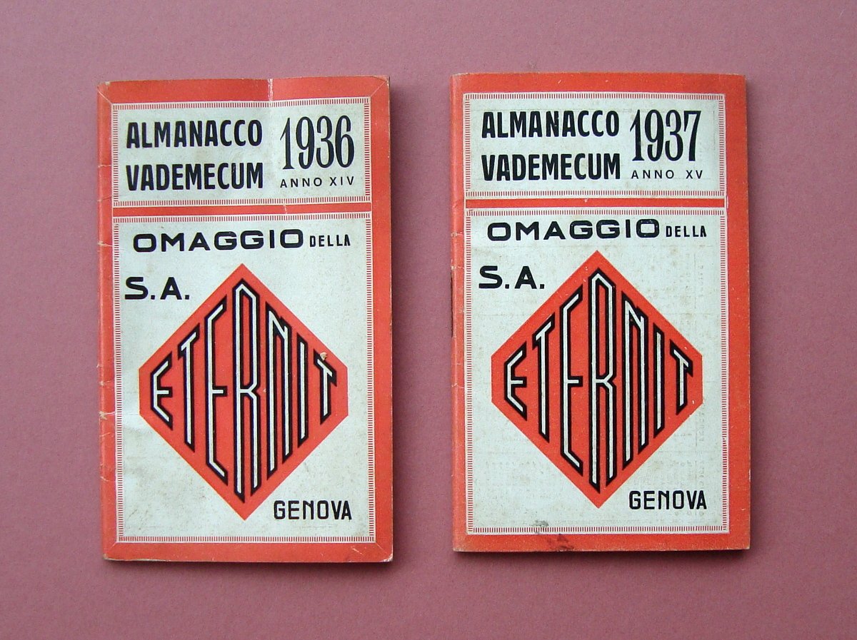 2 Almanacchi Vademecum Eternit 1936 1937 Ed Bevilacqua e Solari …