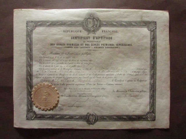 2 Autografi Certificato Diploma Buisson Pedagogo Nobel Pace PoincarÈ Presidente