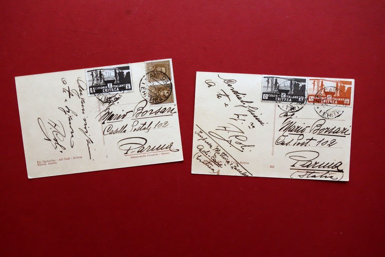 2 Cartoline Adi Gaie Eritrea Casa del Fascio Michele Bianchi …