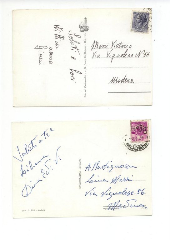 2 cartoline Fanano Piazza Corsini da Via Foli Stazione Climatica …