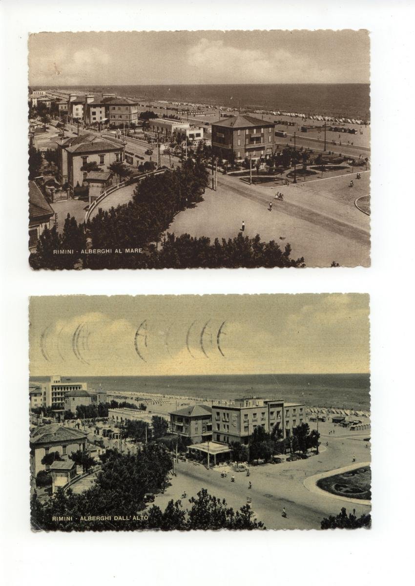 2 cartoline Rimini Alberghi al Mare Alberghi dall'Alto viaggiata 1950 …