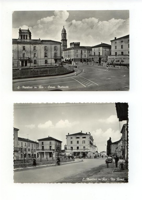 2 cartoline S. Martino in Rio Corso Matteotti Via Roma non viaggiate Reggio