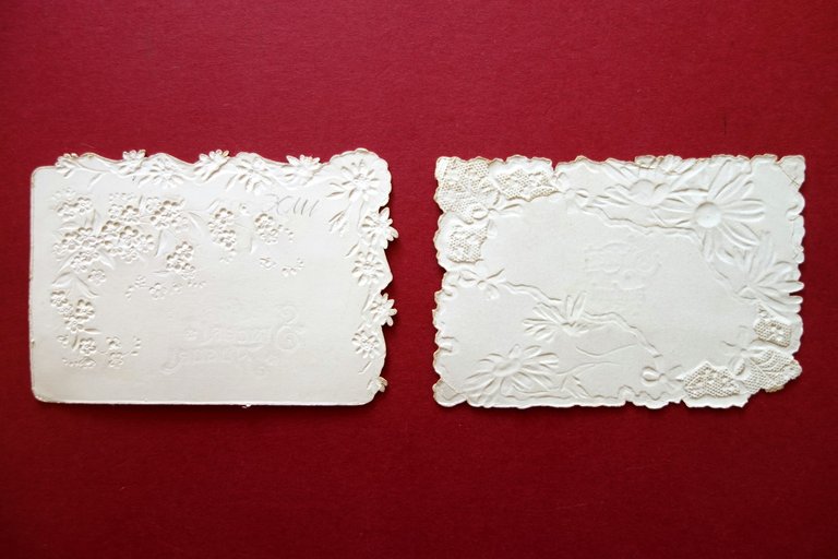 2 Cartoncini per Auguri Grafica Floreale Cromolitografia Primo '900