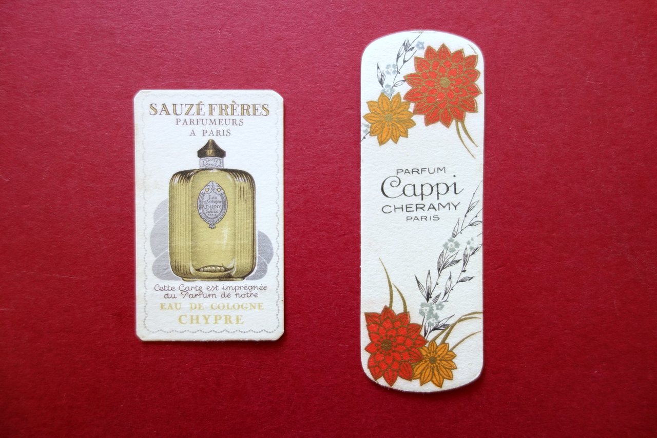 2 Cartoncini Profumati Pubblicit‡ Profumi Cappi Sauze Freres Paris Grafica