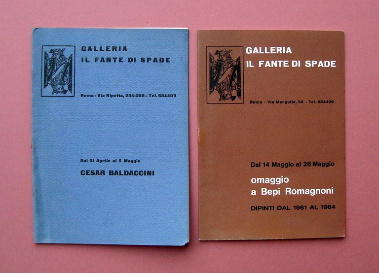  2 Cataloghi Galleria Il Fante di Spade Baldaccini Omaggio a Bepi Romagnoli