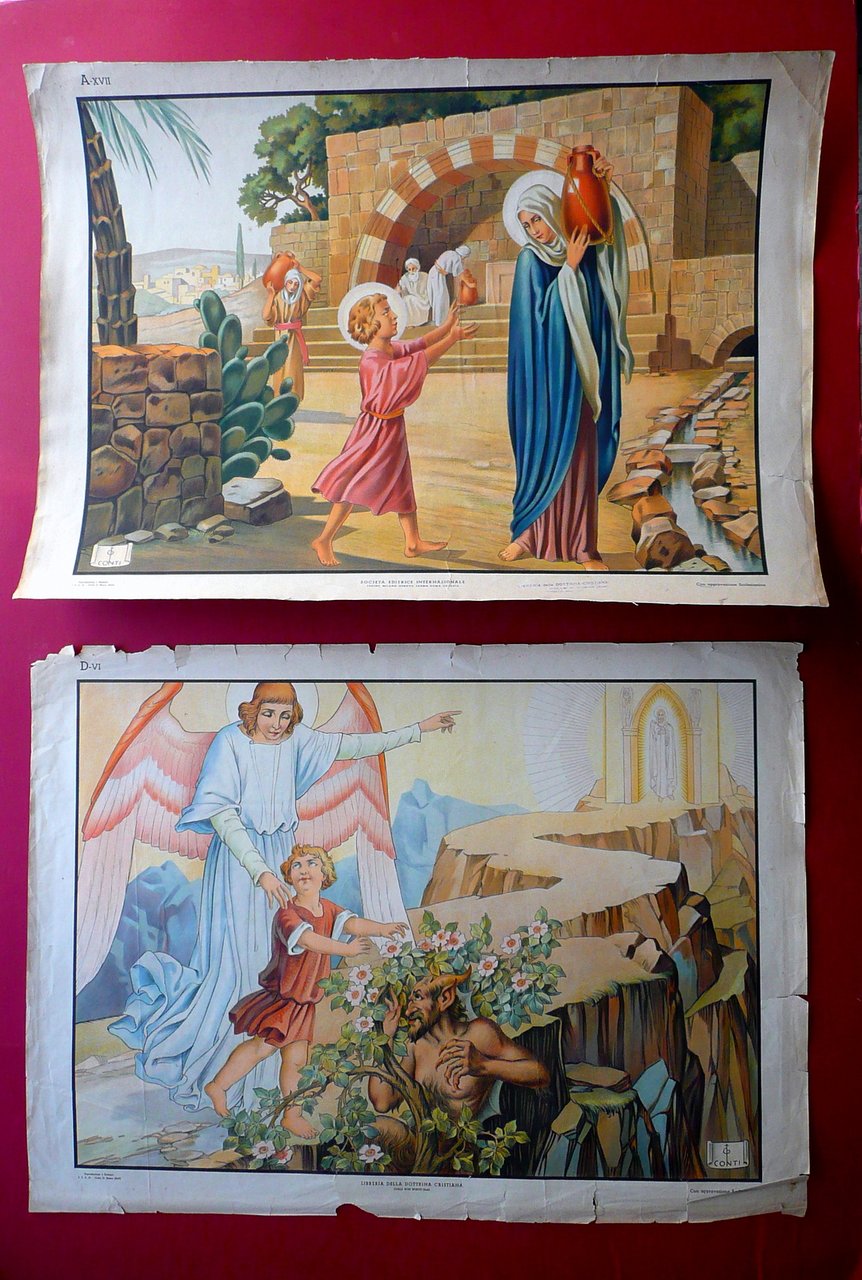 2 Manifesti Dottrina Cristiana Asti Conti Angelo Custode Samaritana Conti