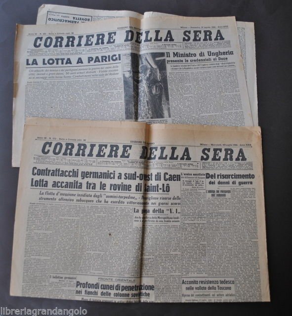 2 Quotidiani Corriere Sera Guerra Parigi Caen Repubblica Sociale Romania …