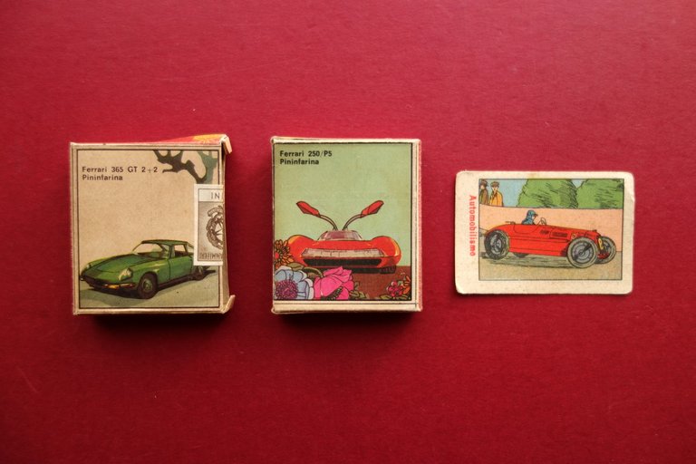 2 Scatole di Fiammiferi Figurina Ferrari 365 GT 250 P5 Pininfarina Anni '60