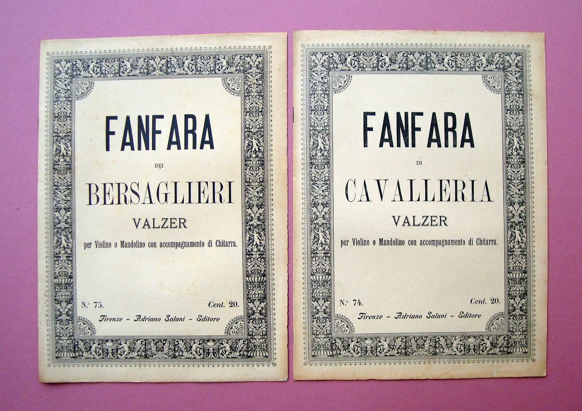 2 Spartiti Fanfara Bersaglieri Cavalleria 1896 Valzer Ed Salani Firenze …
