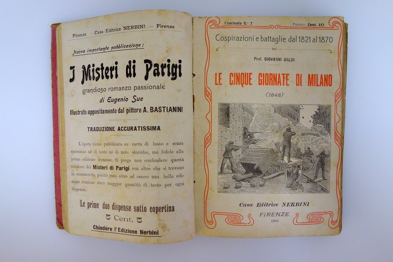 24 Fascicoli Cospirazioni e Battaglie 1821-1870 Nerbini 1905 Risorgimento Raro