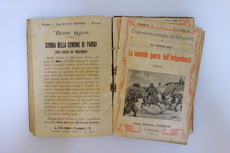 24 Fascicoli Cospirazioni e Battaglie 1821-1870 Nerbini 1905 Risorgimento Raro