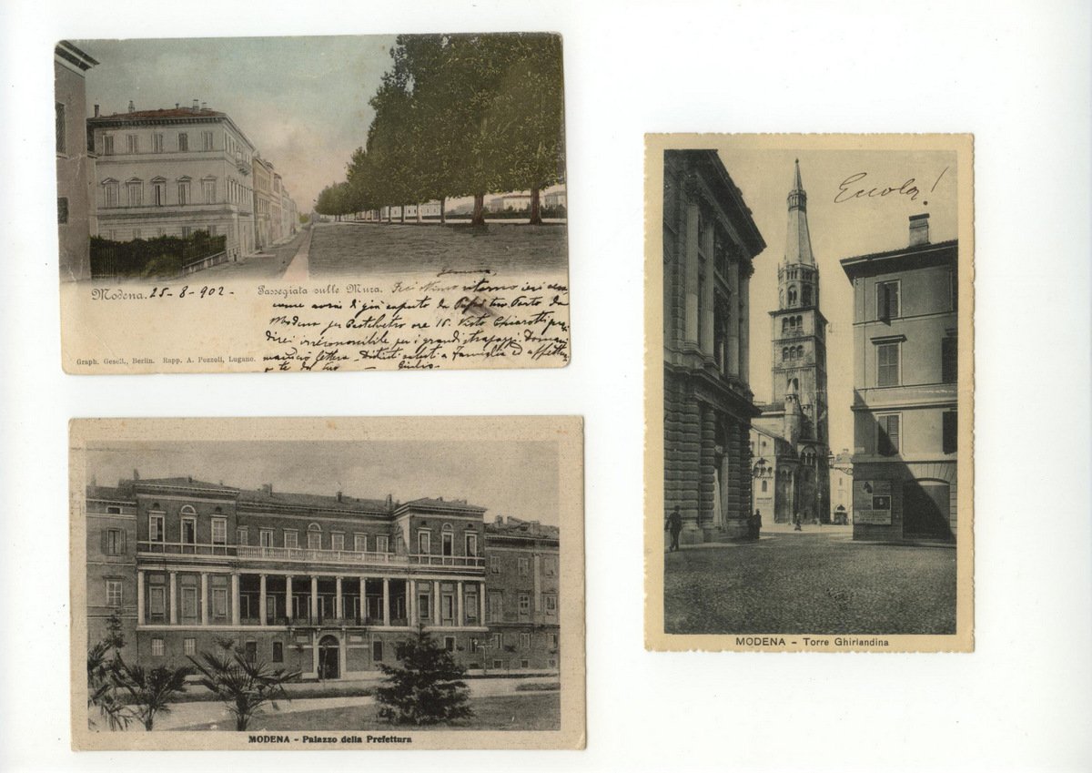 3 Cartoline Modena Torre Ghirlandina Passeggiata sulle Mura 1902 1922 …