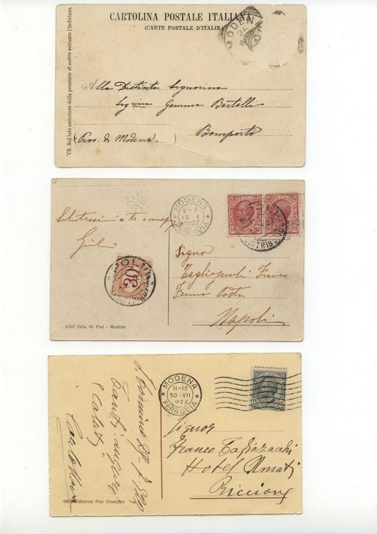 3 Cartoline Modena Torre Ghirlandina Passeggiata sulle Mura 1902 1922 …