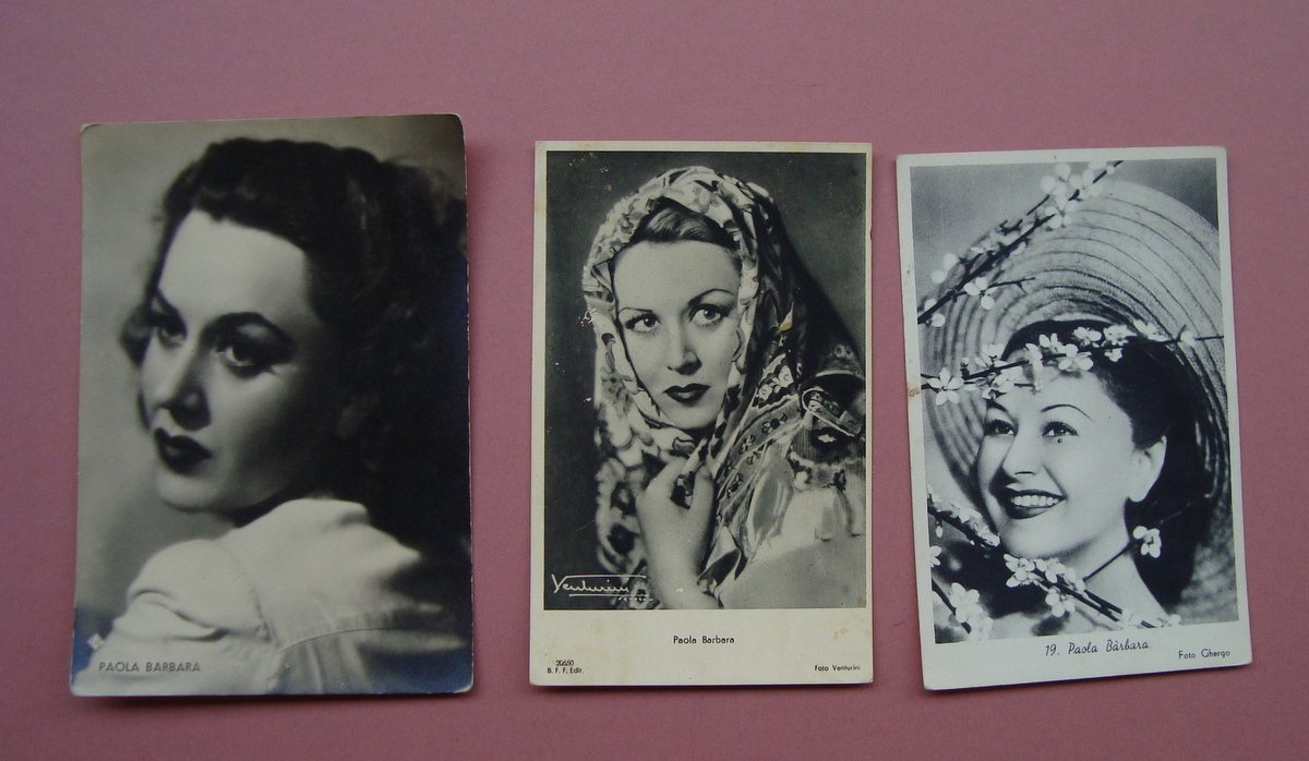 3 Foto-cartoline Paola Barbara originali bianco/nero non viaggiate Ottime