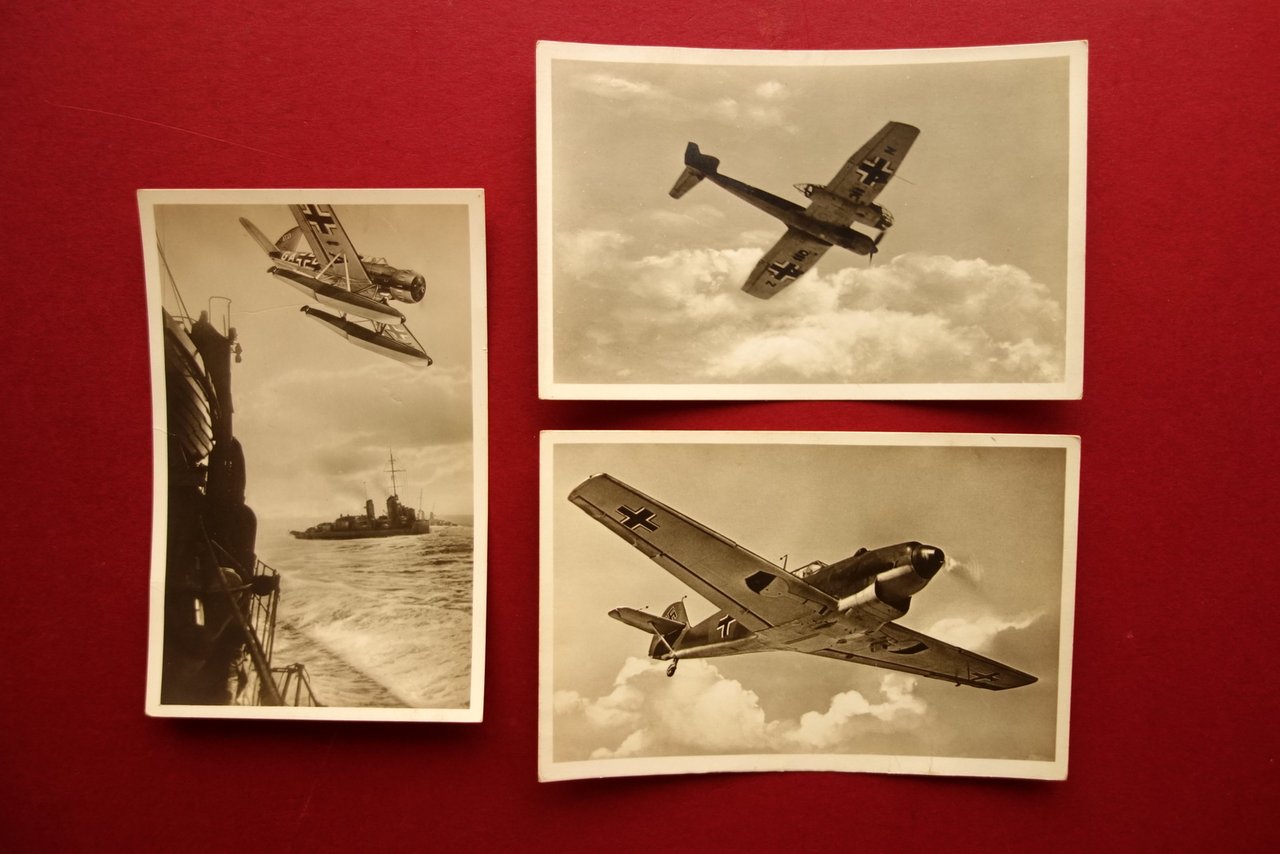 3 Fotocartoline Luftwaffe Aviazione Tedesca WW2 Guerra Non Viaggiate