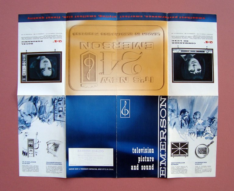 3 Pieghevoli Pubblicitarii Emerson TV Frigoriferi fine anni '50 primi …