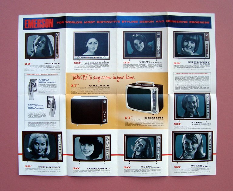 3 Pieghevoli Pubblicitarii Emerson TV Frigoriferi fine anni '50 primi …