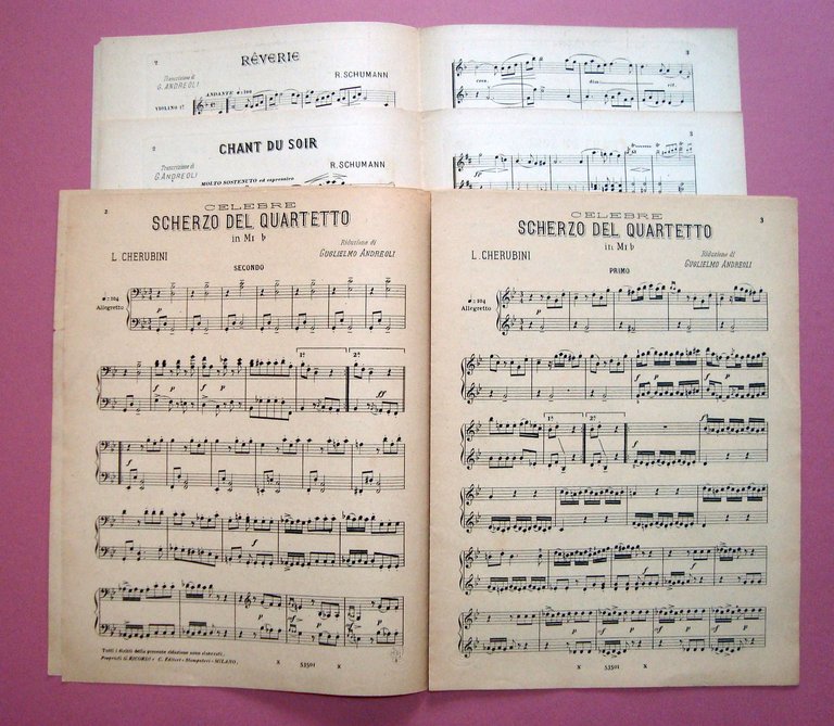 3 Spartiti Andreoli Repertorio Campanari Schumann Cherubini Edizioni Ricordi
