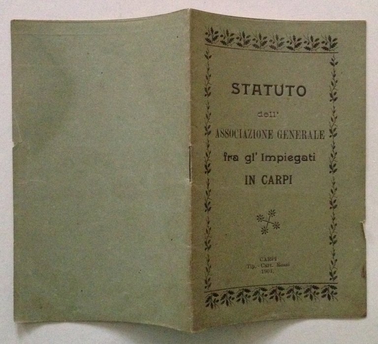 3 Statuti Carpi Mutuo Soccorso Operai Impiegati 1886 1904 1906