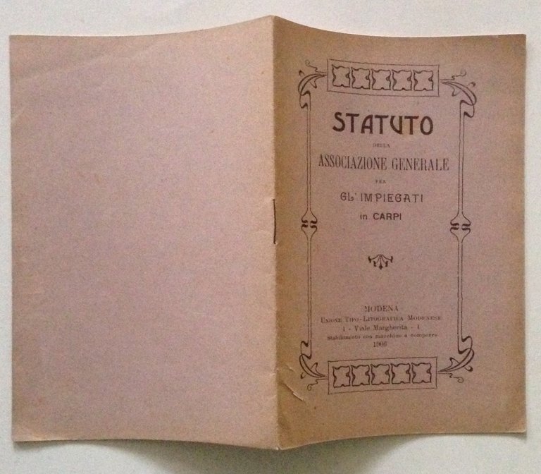 3 Statuti Carpi Mutuo Soccorso Operai Impiegati 1886 1904 1906