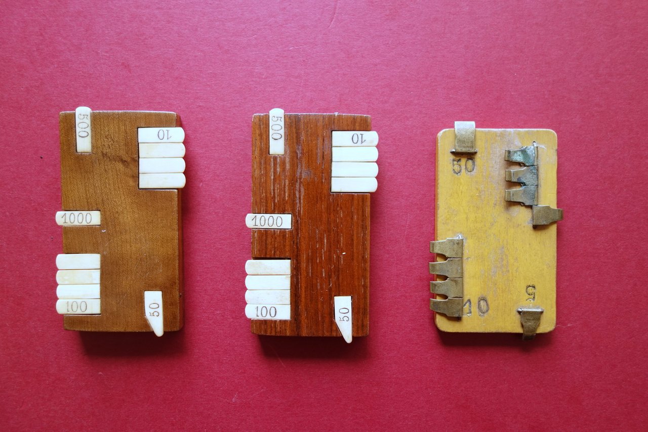3 Tavolette Segnapunti da Gioco Puntate Legno Pregiato Anni '30