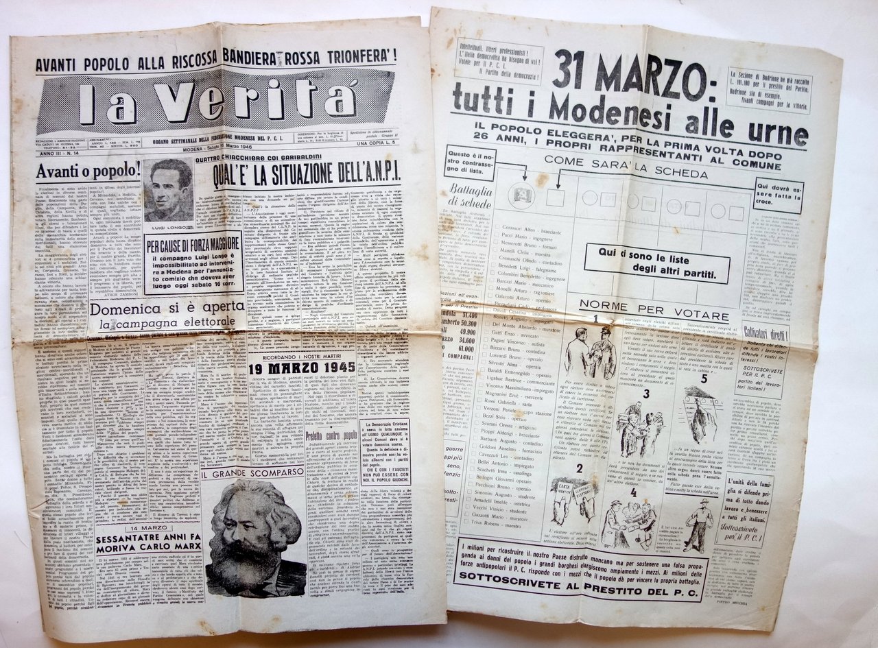 31 Marzo Modenesi alle Urne La Verit‡ Giornale Settimanale P.C.I. … | Immagine principale