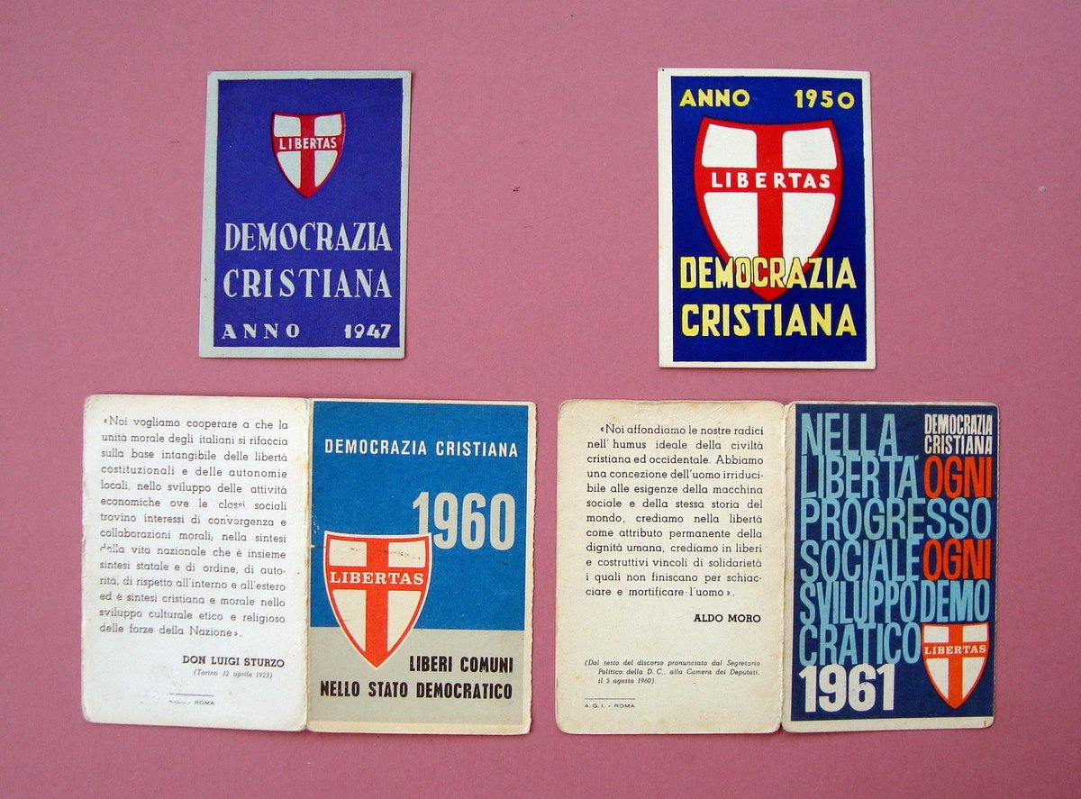 4 Tessere Democrazia Cristiana 1947 1950 1960 1961 partito Sturzo …