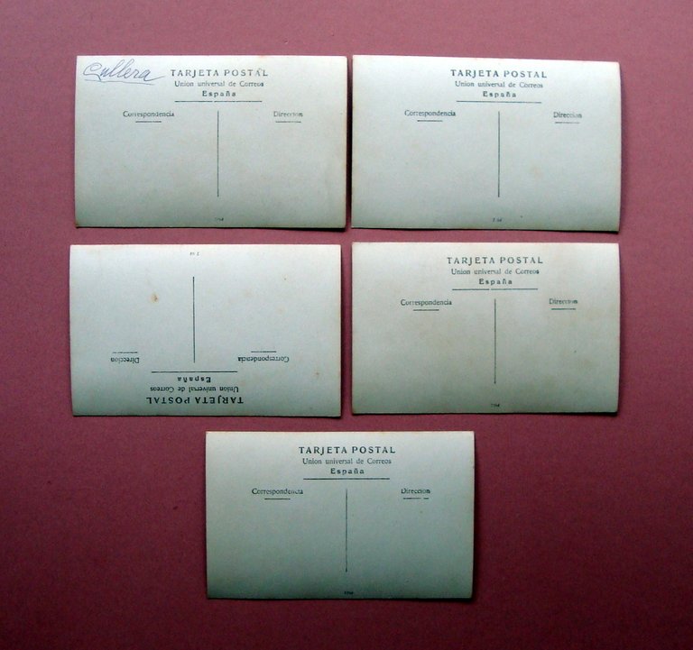 5 Foto Cartoline Cullera Spagna manifestazione primi '900 non viaggiate