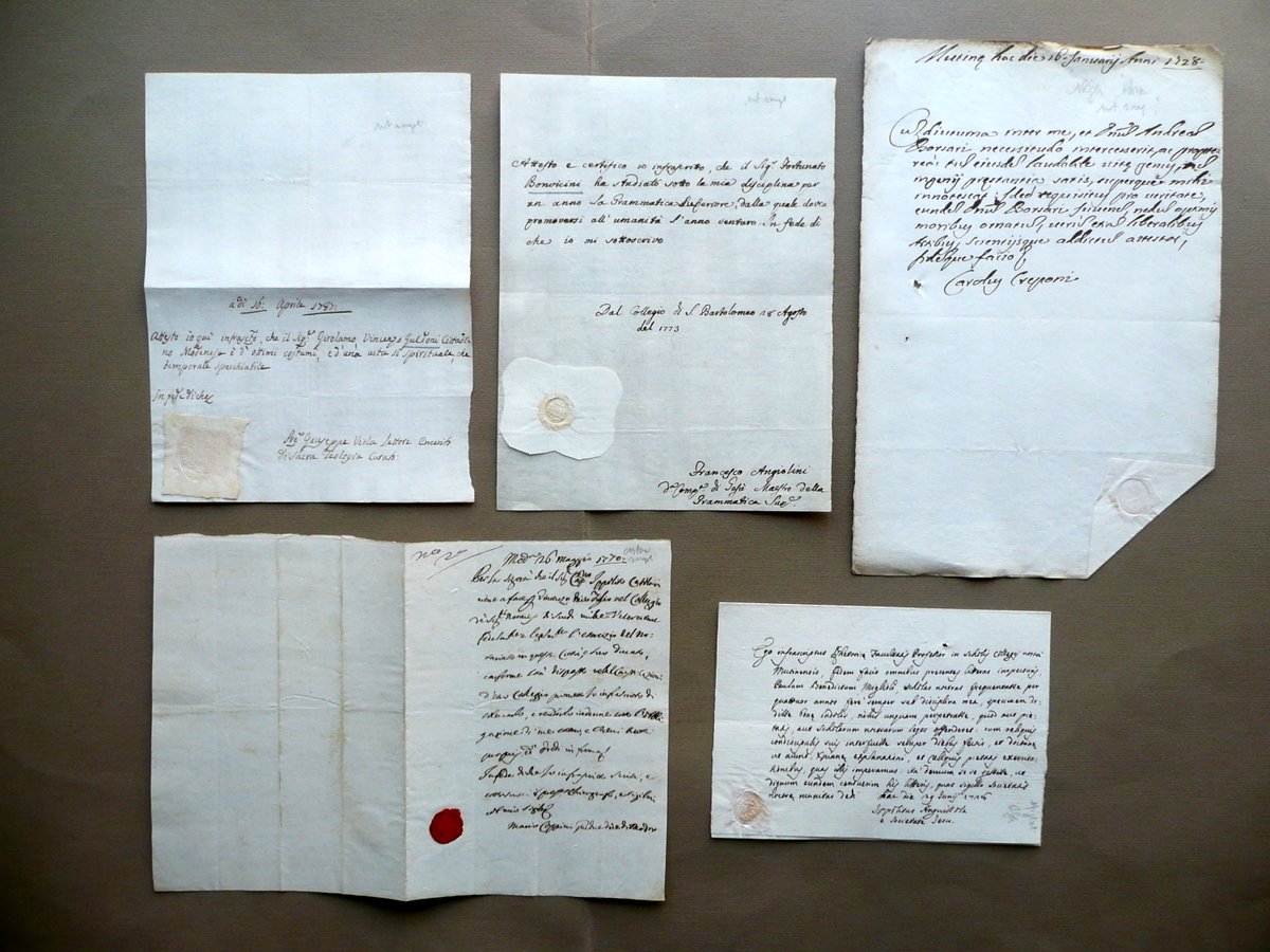 5 Manoscritti Attestazioni Studi Buona Condotta Sigilli '700 Anguissola Gesuiti | Immagine principale
