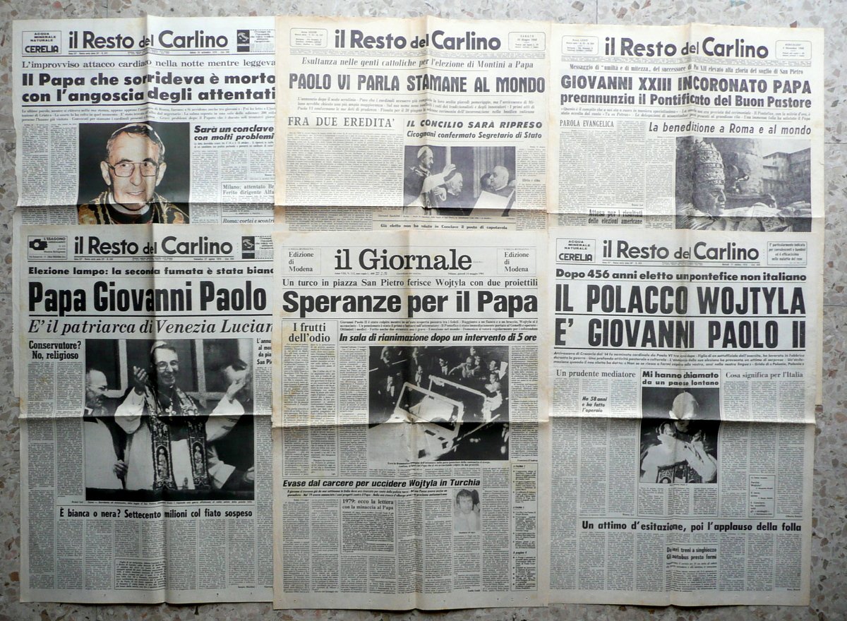 6 Frontespizi Elezione Papi Paolo VI Luciani Giovanni XXIII Attentato …