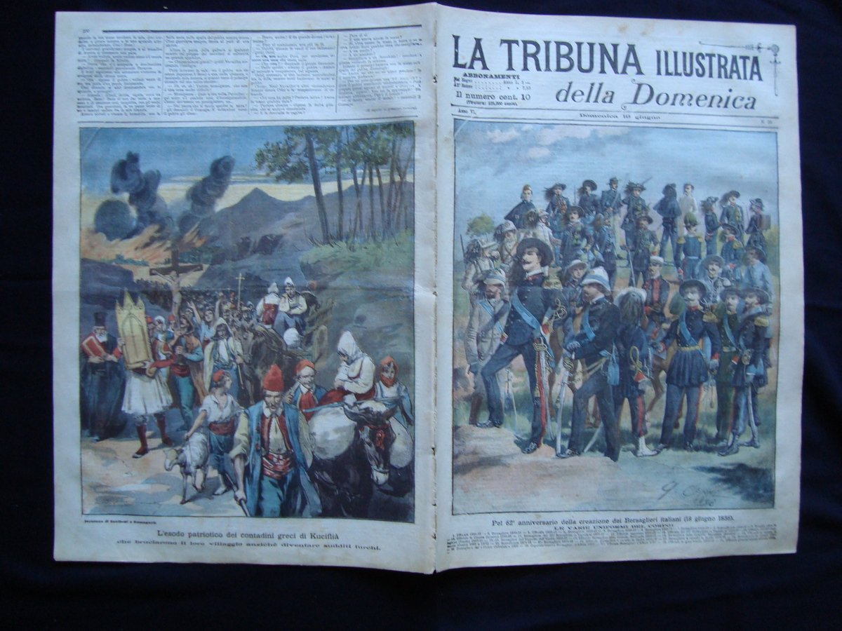 62 Anniversario creazione bersaglieri Italiani Cenni TRIBUNA ILLUSTRATA 1898 | Immagine principale