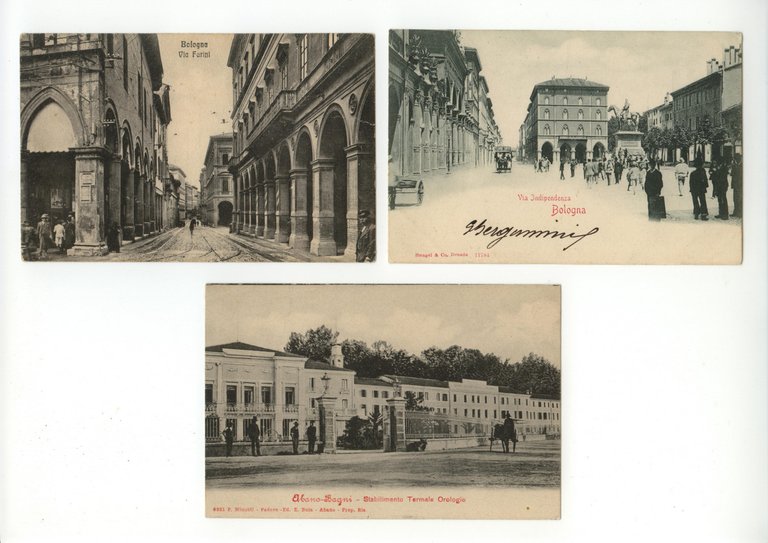 7 Cartoline Alba Genova Livorno Pegli Bologna Abano Bagni viaggiata