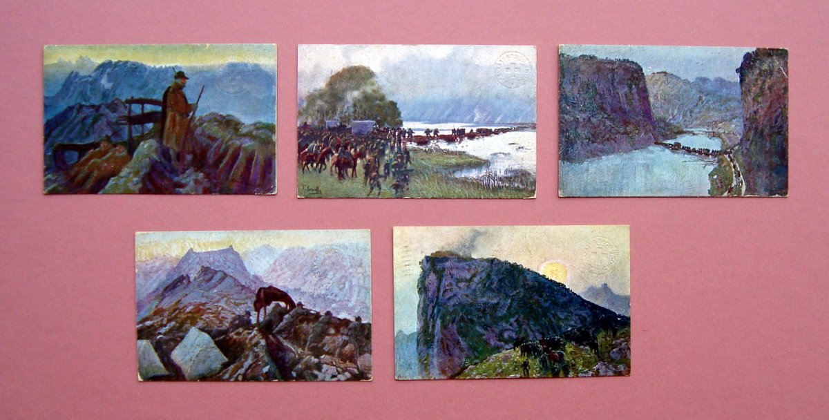 7 Cartoline illustratore Cascella Commemorative IV Guerra Indipendenza VG 1916 | Immagine principale