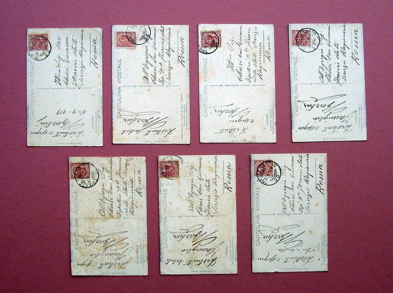 7 Cartoline Mazzoni tradotta terre irredente Fiume Istria Trento Trieste …