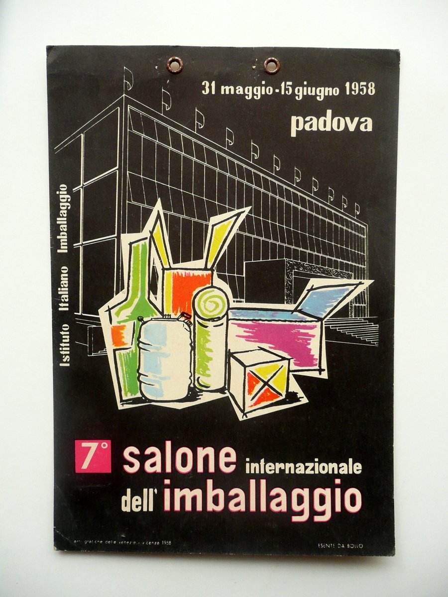 7∞ Salone Internazionale Imballaggio Padova 1958 Cartoncino Originale Pubblicit‡