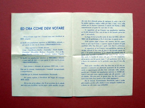 Decalogo dell'Elettore Italiano Anticomunismo Modena Elezioni Tip Modenese