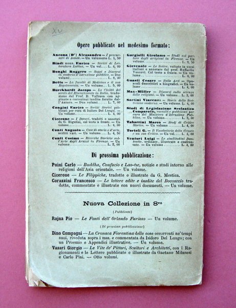 Bartoli Adolfo I Precursori del Rinascimento 1877 Ed Sansoni Firenze