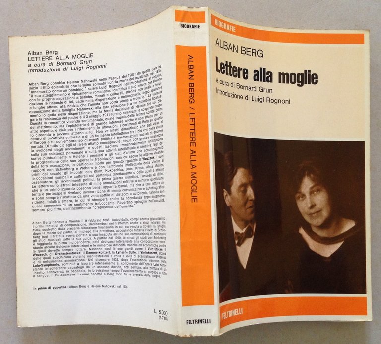 A. Berg Lettera alla Moglie Grun Introduzione Rognoni Feltrinelli Editore …