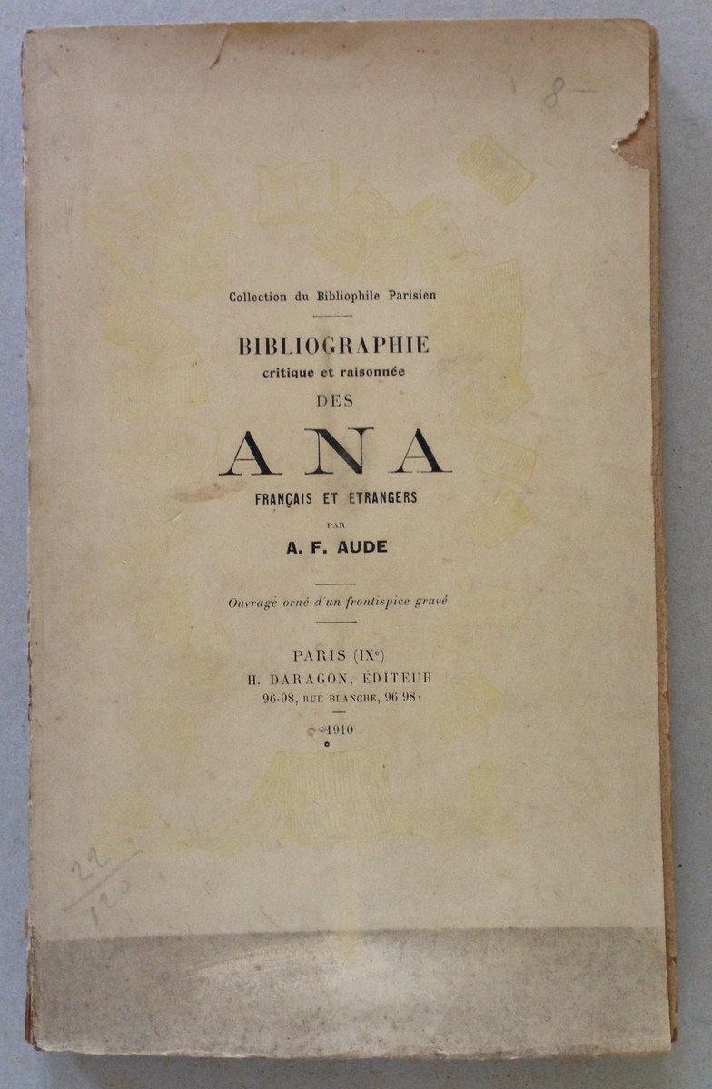 A. F. Aude Bibliographie Critique et RaisonnÈe des ANA Francais …