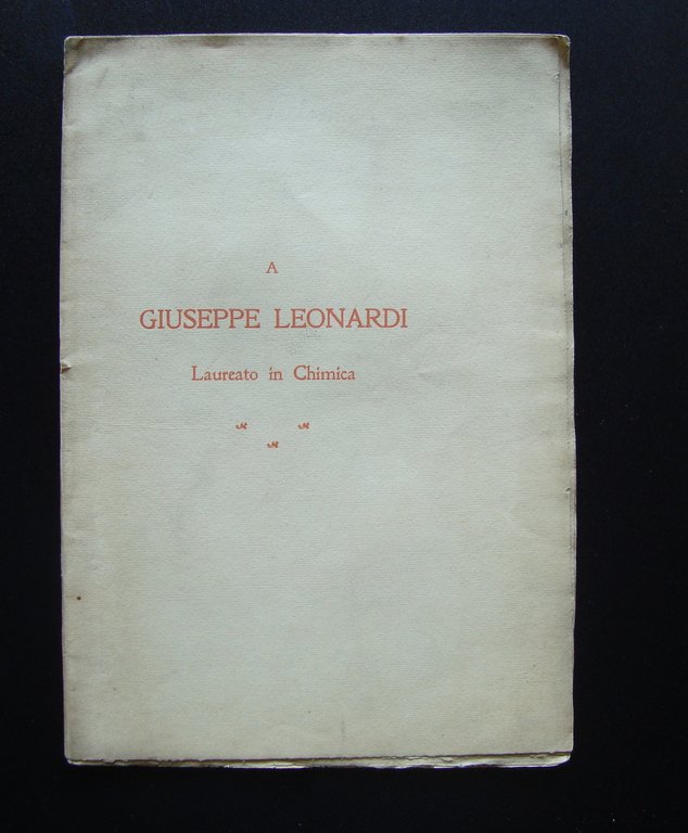 A Giuseppe Leonardi Laureato in chimica 1904 Lettera Vallisnieri a Svajer