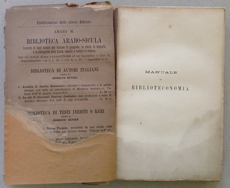 A. Grasel Manuale di Biblioteconomia Loescher Editore Torino 1893