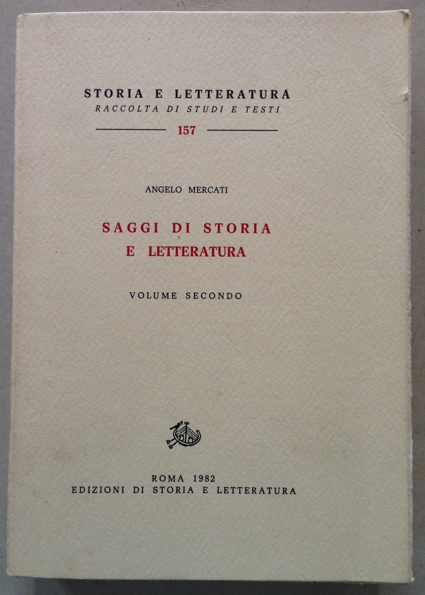 A. Mercati Saggi di Storia e Letteratura Volume Secondo Roma … | Immagine principale