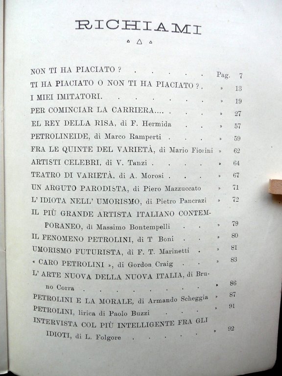 Abbasso Petrolini Tip. Galluzza Siena 1921 Ojetti Marinetti Corra Ed. …