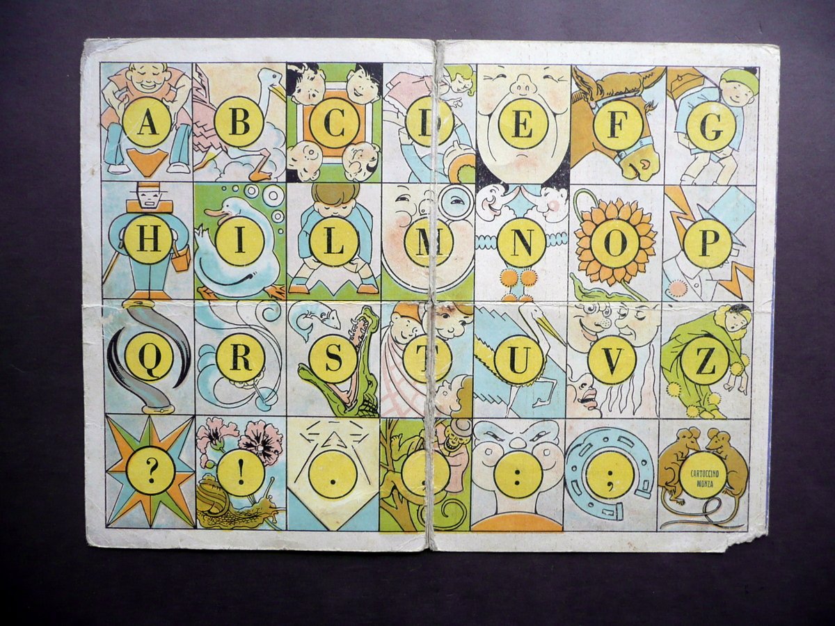 Abbecedario a Colori Gioco Cartoccino Monza Rubino(?) Non Firmato Infanzia