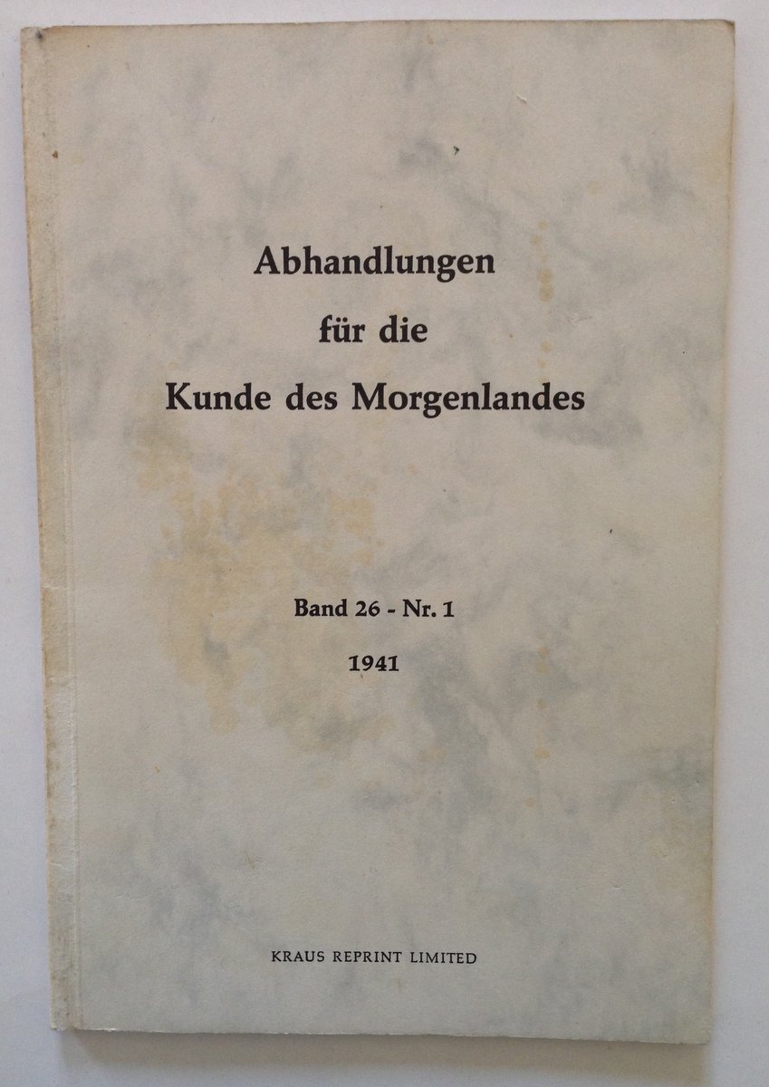 ABHANDLUNGEN FUR DIE KUNDE DES MORGENLANDES BAND 26 NR 1 …