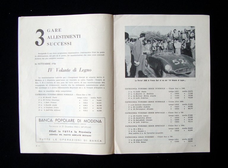ACI Modena bollettino info n 5 1956 Ferrari 2000 Franco …