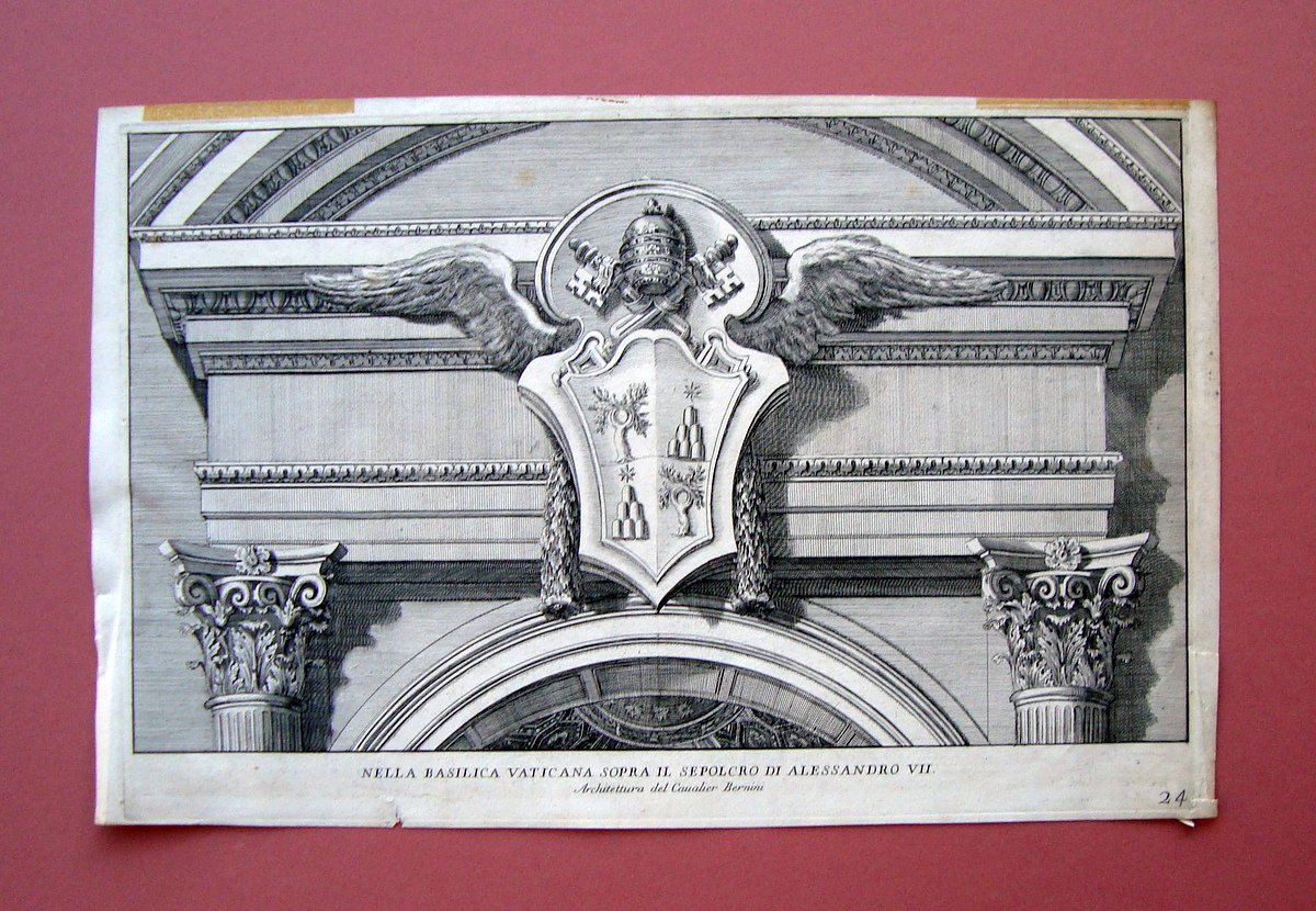 Acquaforte N 24 1713 Aquila Francesco Basilica Vaticana Sepolcro d'Urbano …