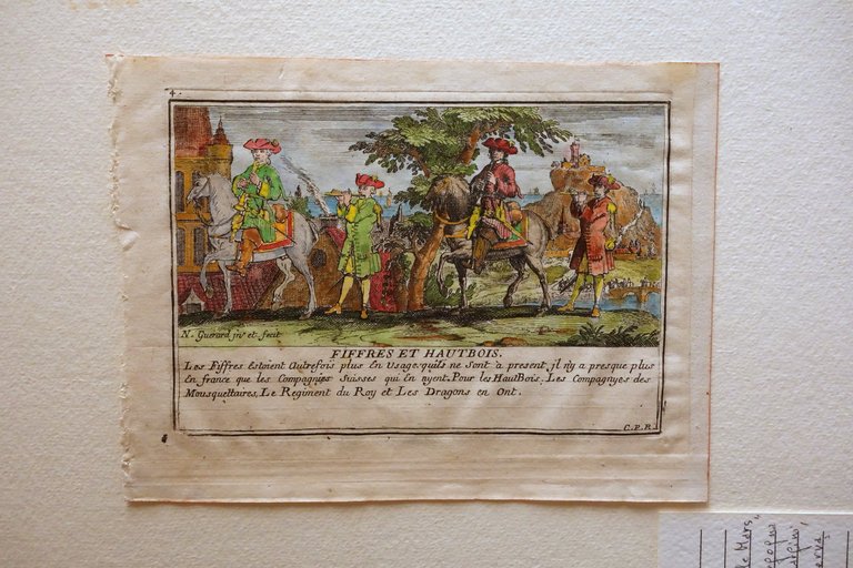 Acquaforte Originale Acquerellata Nicolas Guerard Fiffres et Hautbois '700