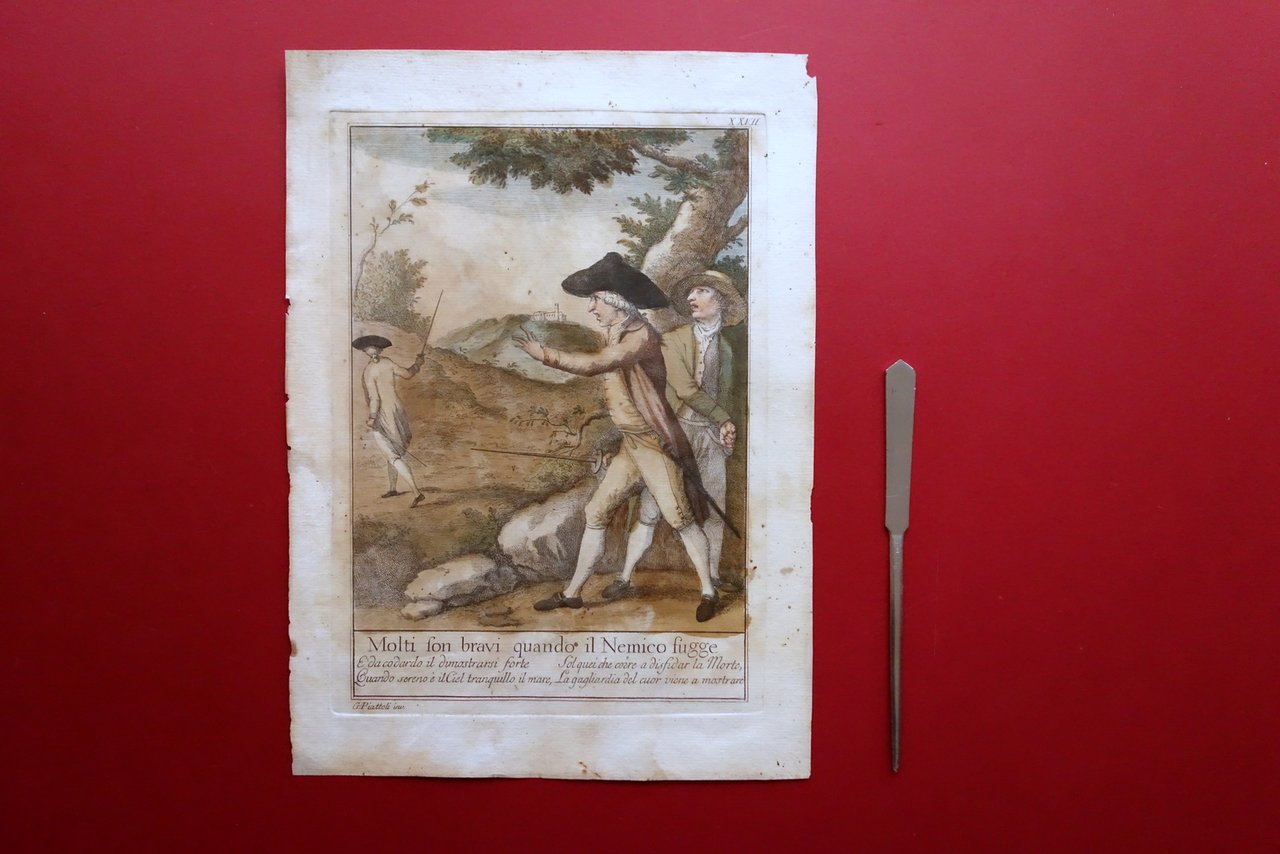 Acquaforte Originale Proverbi Toscani Giuseppe Piattoli Carlo Lasinio Fine '700